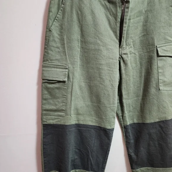 Fashion nova high waisted colorblock cargo pants color olive size Large - Picture 2 of 7